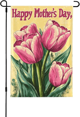 Mothers Day Garden Flag 12x18 Inch Double Sided All-Weather Polyester Outdoor Flag For Patio Lawn Yard And Garden Welcome Decor