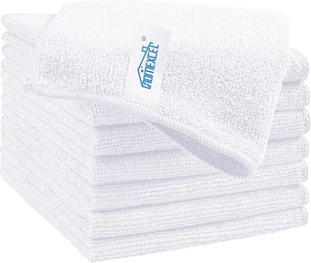 HOMEXCEL White Microfiber Cleaning Cloth, 8 Pack Cleaning Towels for Kitchen, Lint Free, Scratch-Free, Highly Absorbent, and Reusable Cleaning Rags for House, Window and Glass, Cars, 11.5 X11.5 inch