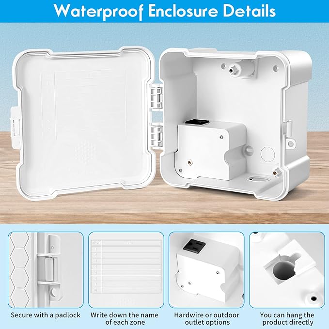 ImoLaza Waterproof Sprinkler Controller Box, Weatherproof Outdoor Enclosure for ImoLaza Sprinkler Controllers, Compatible 4 Zones, 6 Zones, 8 Zones, 12 Zones, 16 Zones