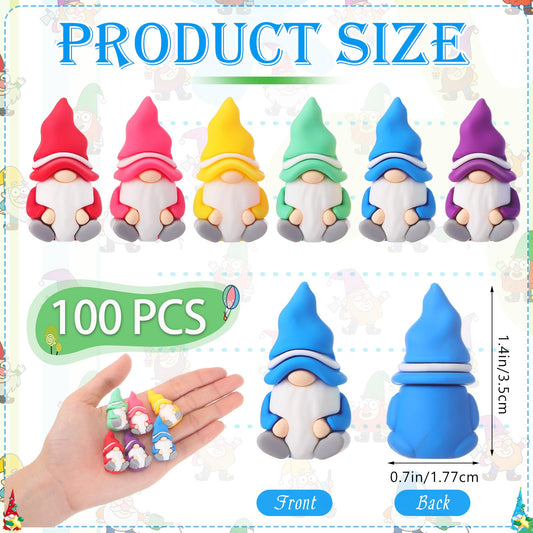 DoubleFill 100 Pcs Mini Gnomes Figurines Bulk Rubber Statue Tiny