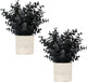 Velener 2 PCS Small Fake Eucalyptus Plant Artificial Potted Plants Indoor for Christmas Decor Indoor Realistic Faux Plant for Office, Bathroom, Living Room, Desk, Shelf, Home Decor (Black)