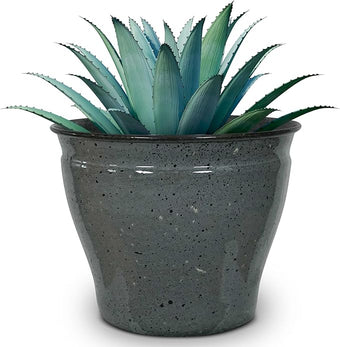 Headwind Riverside Collection – 10" Calcite Grey Glazed Decorative Plant Pots Indoor with Drainage & Outdoor - Modern Flower Pot Weather-Resistant Lightweight Planter by Robert Allen