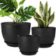 YNNICO Plant Pots 12/10/9 inch Set of 3, Flower Pots with Multi Mesh Drainage Holes, Large Planters for Indoor Outdoor Garden Plants and Flowers. (Black)
