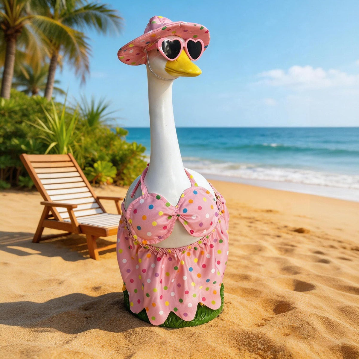 Porch Goose Statue with Outfits 20" Resin White Goose Indoor/Outdoor Decor