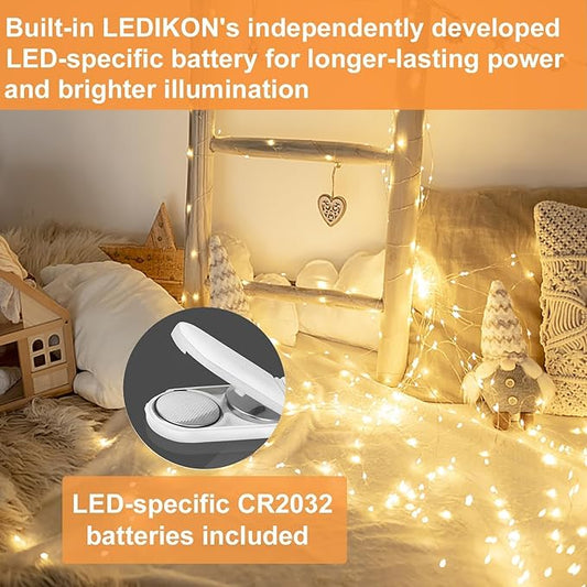 24 Pack Fairy Lights Battery Operated String Lights-3.3ft 20 LED Silver Wire Warm White for Wedding,Party,Table Centerpieces,DIY Crafts,Mason Jars Decor