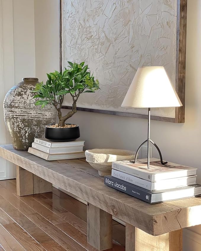 Artificial Bonsai Tree, Small Bay Laurel Bonsai Tree 13" Indoor Bonsai Tree Fake Potted Plant Decorative Fake Desk Plant Decor with Ceramic Pot for Home Office Living Room Bedroom Bathroom Table Shelf