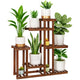 OcBuct 6-Tier Wood Plant Stand Indoor Outdoor Multi Tier Plant Shelf Narrow