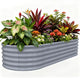 Galvanized Raised Garden Bed, 8x3x1.5ft Oval Rot-Resistant Metal Planter Box with Easy Tool-Free Assembly, 18-inch Deep Ergonomic Large Outdoor Gardening Bed for Plants Vegetables, Flowers, Herb(Gray)
