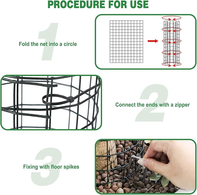 6Pcs Metal Tree Trunk Protector Guard, 48” × 13.7" Mesh Tree Guard with 30 Pcs Ties, 1 Pair of Gloves, 16 Ground Stakes for Tree Protectors from Deer Mowers Trimmers