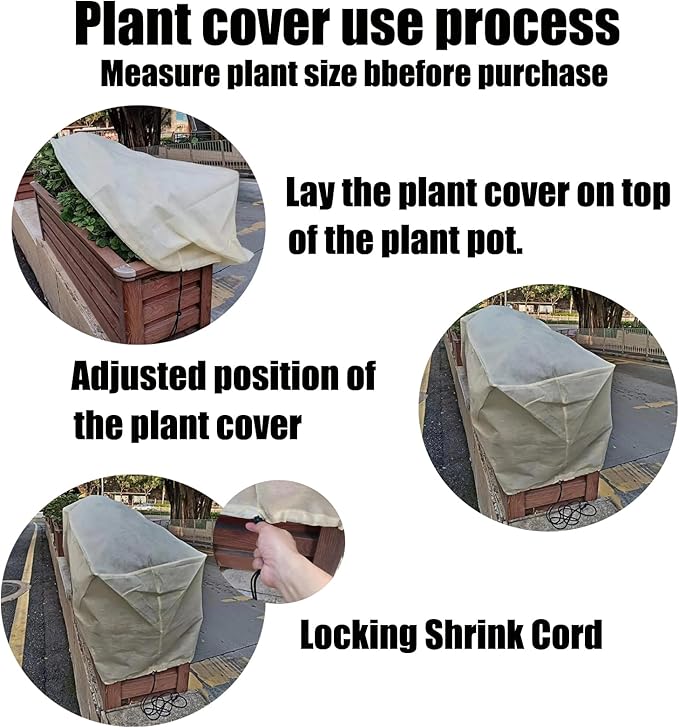 EJW Planter Cover, Plant Covers Freeze Protection,2 Pack 68" 17.8" 15.8" Planter Covers for Winter, Frost Cloths for Outdoor Plants, Raised Bed Covers for Winter.