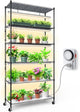 Barrina CX6 Plant Stand with Grow Lights, 3FT T8 30W(Per Light) Full Spectrum Yellow LED Plant Lights, Indoor Plant Shelf for Multiple Plants with On/Off Timer Socket, 6-Tier 35.4"x13.8"x70.9"