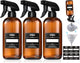 Veco 10oz Spray Bottle with Adjustable Nozzle, 360° Water Spray Bottles for Cleaning Solution, Plastic Spray Bottles for Hair Cooking Plant Pet, No Leak and Clog (3 Pack & Foldable Funnel), Brown