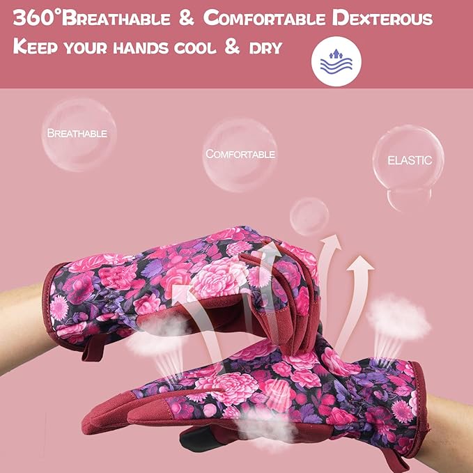 Leather-Gardening-Gloves for Women,Thorn-Proof Work-Gloves for Weeding,Digging,Planting,Pruning Yard garden Gloves