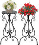 NAKUPE Metal Plant Stands Indoor Outdoor, Heavy Duty Flower Pot stand 22.5 inch Tall, Planter Pedestal Holder Rack for Patio Garden Porch Corner House Deck, 2 Pack(Black)