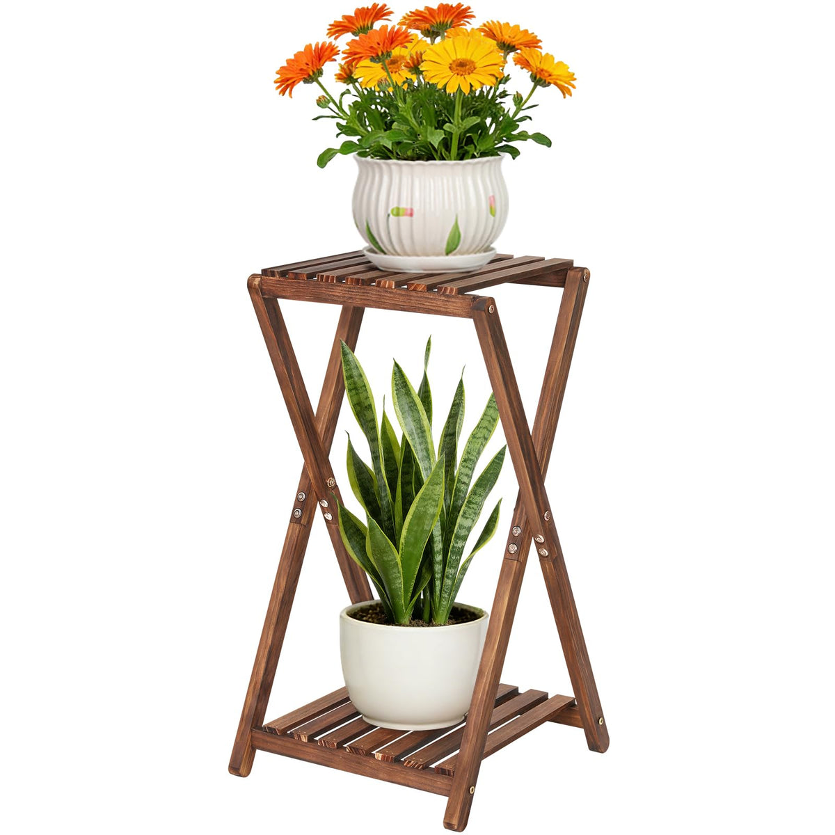 Jotboom Wood Tiered Plant Stand Indoor,Corner Plant Shelf for Indoor Plants