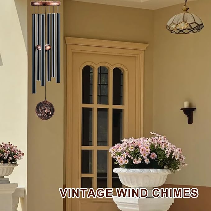 Gabzart Wind Chimes for Outside, Vintage Deer Deep Tone Wind Chime Outdoor Clearance, Patio Porch Balcony Decoration, Garden Hanging Decor for Women Mom Grandma (32" Deer)