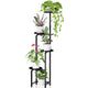 TOSKING Tall 4-Tier Square Metal Plant Stand Outdoor, Drainage Trays, Black