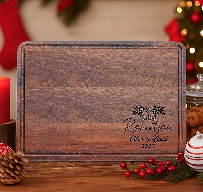 Custom Cutting Board Gift for Christmas, Engraved Wood Charcuterie Board for Housewarming, Anniversary, New Home, Wedding, Engagement, Best Gift Ideas for Couples, Parents, Women, Newlyweds