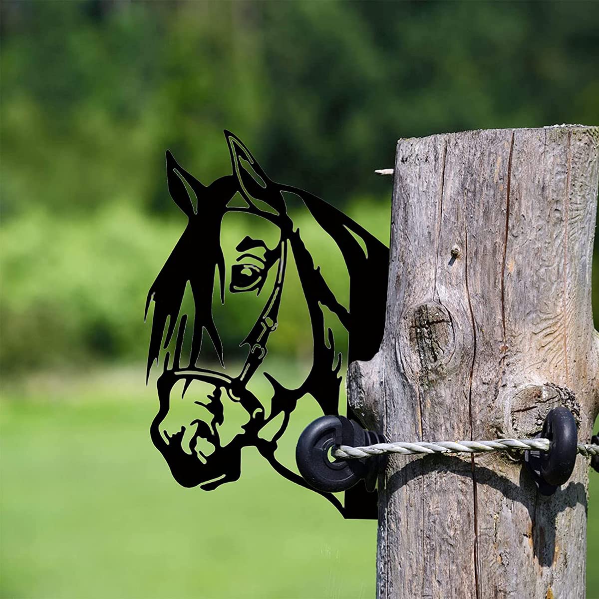 AOOLVY Farm Peeping Horse Metal Art Outdoor Decor Garden Yard Decoration