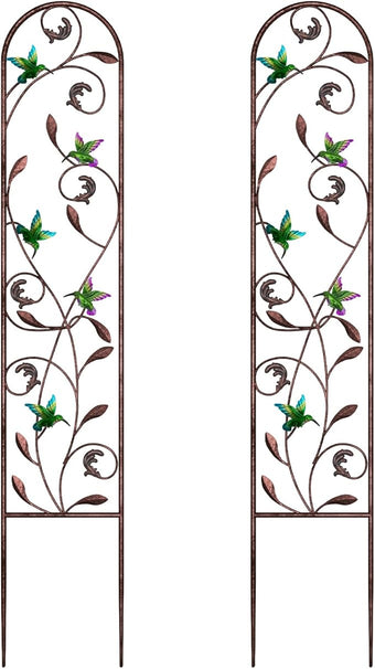 aboxoo Set of 2 Packs Hummingbird Metal Garden Trellis for Climbing Plants,Outdoor Decorative Flowers Arch Fence Trellis for Outdoor Patio,Garden,Lawn,Yard,Backyard,Wall Brackets,60'' H x 11'' W