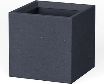 Kante 12 Inch Square Concrete Planter for Outdoor Indoor Home Patio Garden, Large Plant Pot with Drainage Hole and Rubber Plug, Charcoal