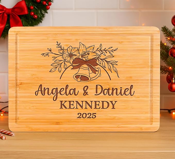 Custom Cutting Board Gift for Christmas, Engraved Wood Charcuterie Board for Housewarming, Anniversary, New Home, Wedding, Engagement, Best Gift Ideas for Couples, Parents, Women, Newlyweds