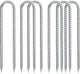 Rebar-Stakes-12-Inch-Galvanized, U Hook Trampoline Stakes 6 Pack Ground Anchors Tent Stakes Heavy Duty for Plants Anti-Rust Landscape Fabric Stakes Artificial Turf