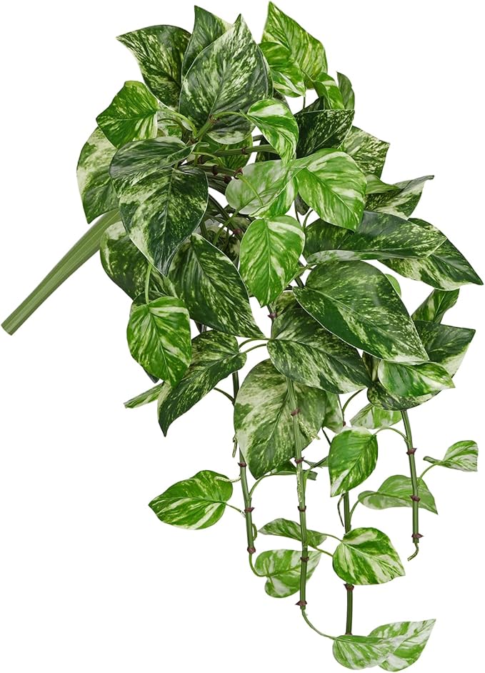 Hollyone Artificial Pothos Hanging Plants 25" Fake Ivy Vine Faux Ivy Pothos Leaves Hanging Plant Greenery for Wall House Room Patio Indoor Outdoor Home Shelf Office Wedding Decor