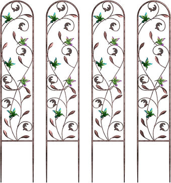 aboxoo Set of 4 Packs Hummingbird Metal Garden Trellis for Climbing Plants,Outdoor Decorative Flowers Arch Fence Trellis for Outdoor Patio,Garden,Yard,Backyard,Wall Brackets,60'' H x 11'' W