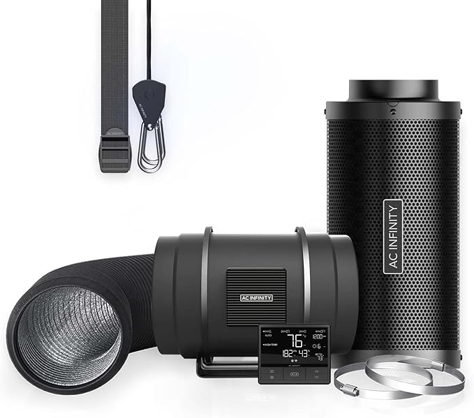 AC Infinity Air Filtration PRO Kit 8”, Inline Fan, Temperature Humidity VPD Controller with WiFi App Control, Carbon Filter, Ducting, Ventilation System for Grow Tents, Hydroponics, Indoor Gardening