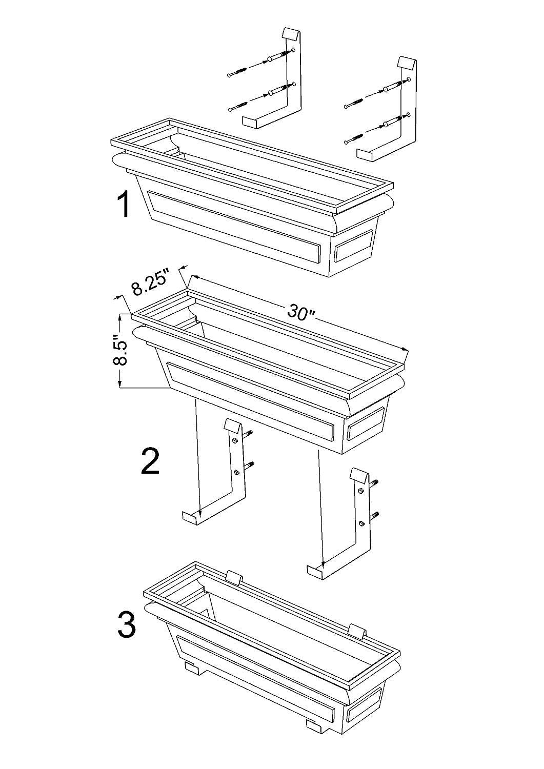 H Potter Window Box Planter with Brackets - 30" Copper Finish - Flat Back