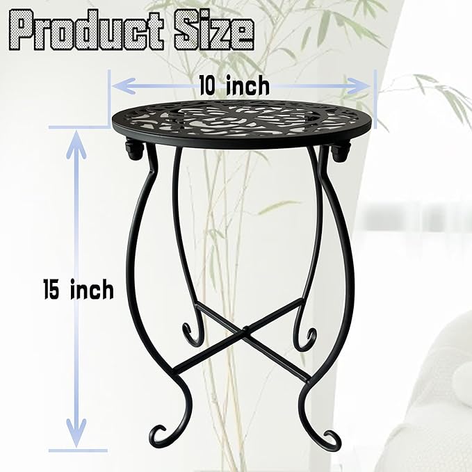 EKINIYAR Plant Stand Indoor Outdoor, Set of 2 Metal Plant Stand for Indoor Plants Iron Art Flower Pot Holder Stand Decoration Shelf Racks for Single Planter Use in Garden Patio Corner