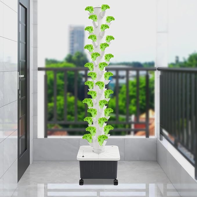 Hydroponic Growing System, 45-Plant Vegetable Planter Tower Outdoor Indoor Garden Vertical Planter Germination Kit with Water Pump & Intelligent Water Circulation for Gardening Lover