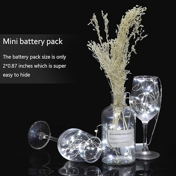 24 Pack Cool White Fairy Lights Battery Operated 3.3ft 20 LED Firefly Lights, Waterproof Mini String Lights for Wedding Party Crafts Mason Jars Decor
