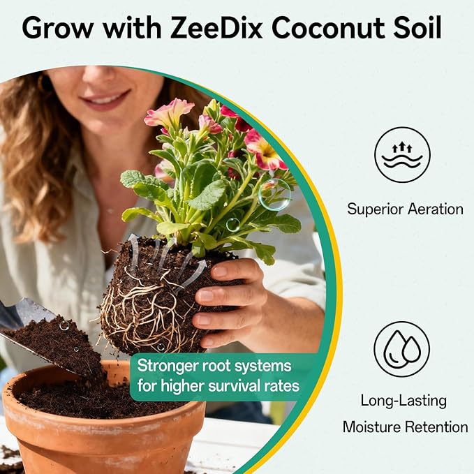 ZeeDix 50pcs(40mm) Coco Coir Pellets Potting Soil Indoor Plants, Compressed Coconut Coir Soil Pellets Seed Starting Pellets Soil Discs for Planting Flowers Bonsai Herbs Plants and Vegetables