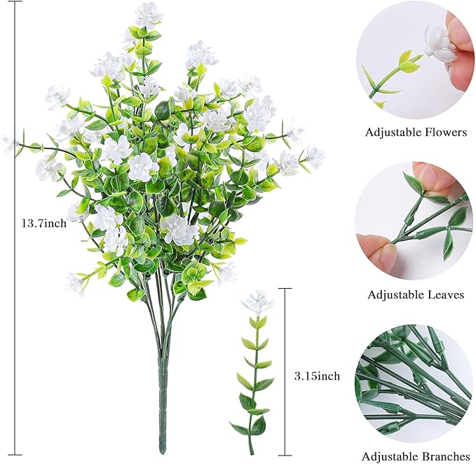 AmyHomie 20 Bundles Artificial Flowers for Outdoor Outside Spring Summer Decoration UV Resistant Faux Flowers No Fade Fake Plastic Plants Garden Porch Window Box Decorating