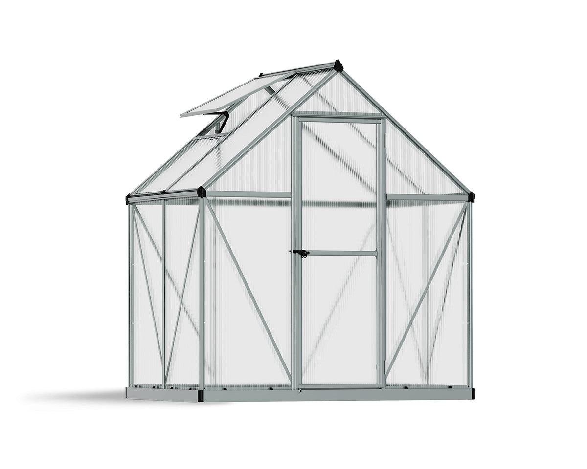 Palram - Canopia Mythos 6' x 4' Polycarbonate Aluminum Greenhouse, Silver