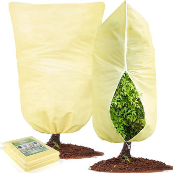 TRIITECH 2 Packs Plant Covers for Winter 80x120cm, Shrub Covers for Winter, Plant Cover Freeze Protection, Cold Frost Protection Cover with Zipper Drawstring(80gsm)
