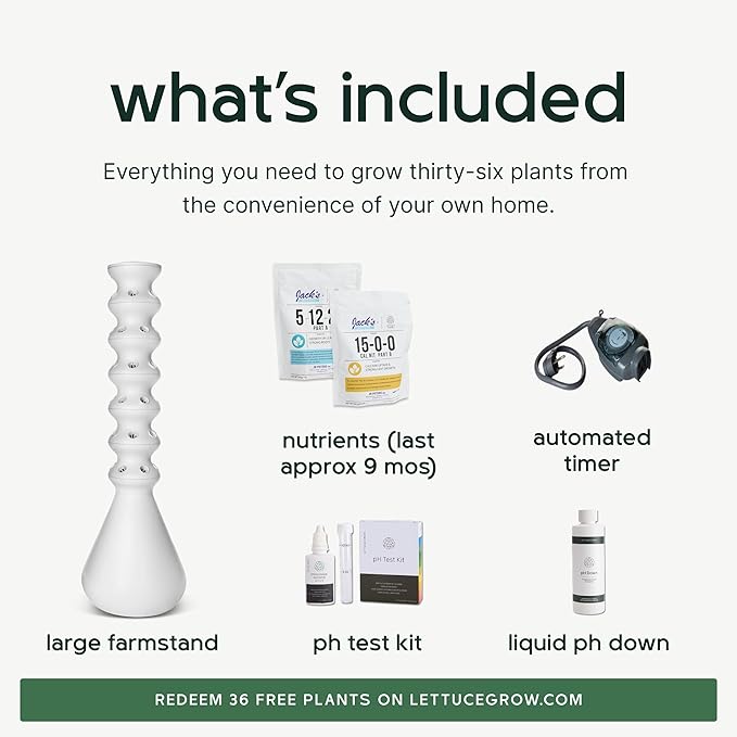 Farmstand Starter Kit + 36 Seedling Credits | Large Hydroponic Growing System Kit | Self-Watering Outdoor Vertical Garden Planter Tower | 6ft 1in | Made in USA