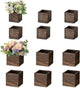 NUPTIO Wooden Box for Centerpiece Wedding: 12 Pcs Rustic Square Planter Box for Christmas Table Fall Decorations - 4×4" & 5×5" Small Wood Vases Flower Pots for Windowsill Home Garden Decor