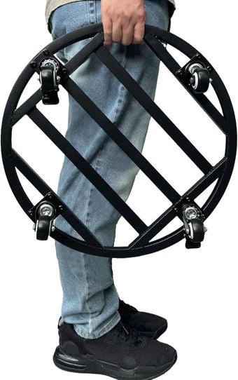 Hongsane 18" Round Plant Stand with Wheels Heavy Duty,Large Metal Plant Caddy Indoor Outdoor Use,Rolling Plant Dolly with Industrial Casters,Rust-Proof Black Plant Tray for Large Planters Pots,1-Pack