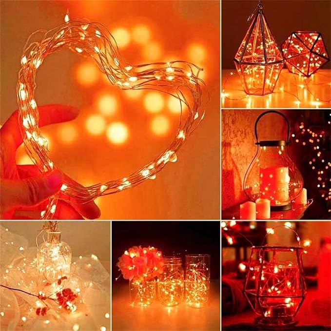 with Timer Function Battery Operated Dewdrop Led Lights,Mini Fairy Lights for Home Parties Christmas/Halloween Holiday Decoration,6 Hours on/18 Hours Off,30 LEDs,10 Feet (Orange, 4)