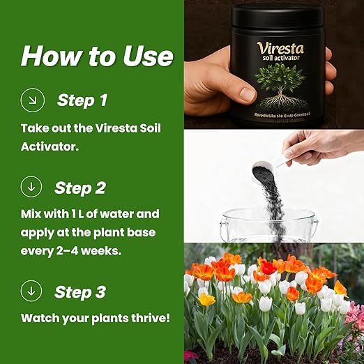 Soil Activator - Viresta Soil Revitalizer, Plant Food Enhancer, Concentrated Humic Acid Formula - Promotes Root Growth & Nutrient Uptake for Lawns, Garden, Indoor & Outdoor Plants (1Pcs)