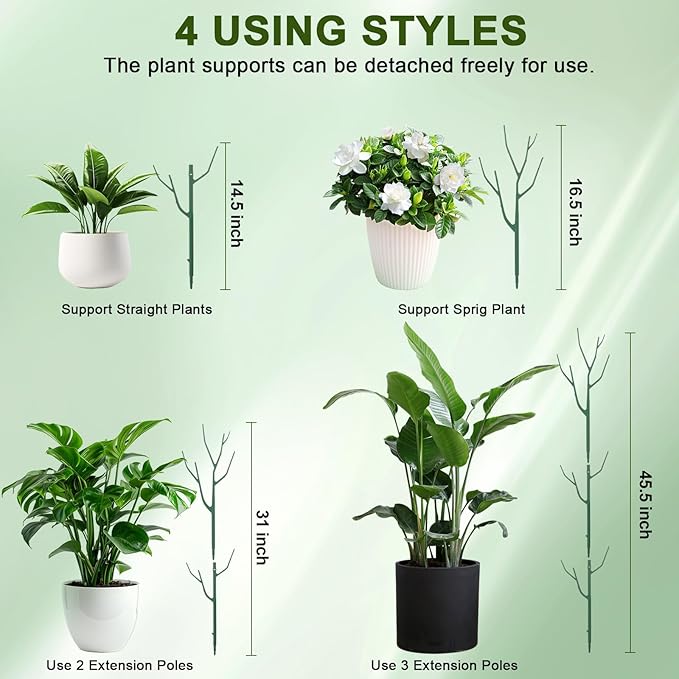 Qaobo 10 Pack Stackable Plant Support Stakes, Climbing Plant Support Structures for Monstera, Pothos, Philodendron Garden Plant Stakes for Indoor Outdoor Plants