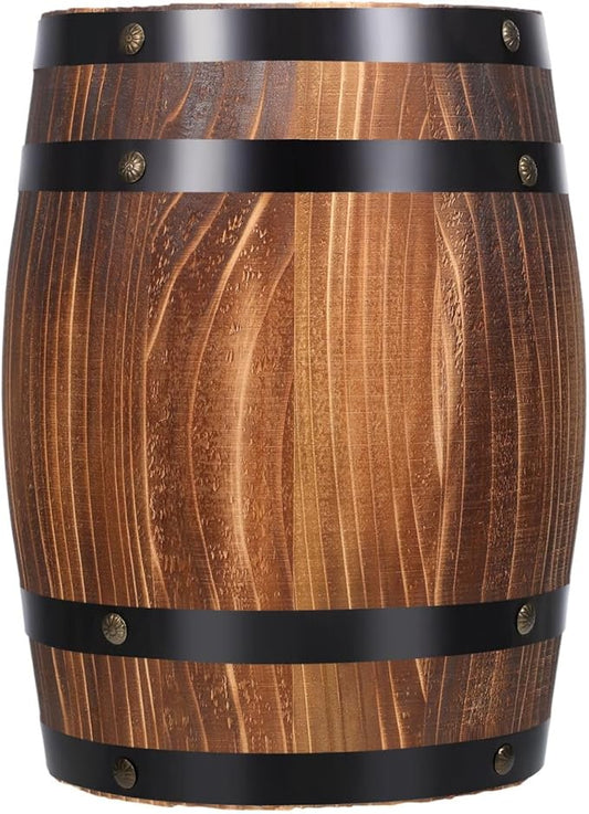 Oak Barrel Decoration Wooden Planter Rustic Wine Barrel Prop 8.2 Inch Antique Style Beer for Home Patio Garden Decor