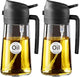 YARRAMATE 2Pcs 16oz/470ml Olive Oil Dispenser, Food-grade 2 in 1 Oil Glass Sprayer for Cooking, Kitchen, Air Fryer, Salad, Frying, BBQ (Black)