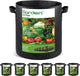 Grow Bags Tall, 10 Gallon Grow Pots 6 Pack with Handles, Heavy Duty 320G Thickened Nonwoven Fabric Plant Bag for Vegetables, Black