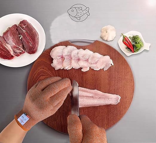 Cutting Gloves, 5 Pairs of Cut Resistant Gloves Food Grade, Cut Resistant Gloves for Kitchen, Oyster Shucking, Fish Fillet Processing, Carving Wood and Gardening(Small-Macaron)