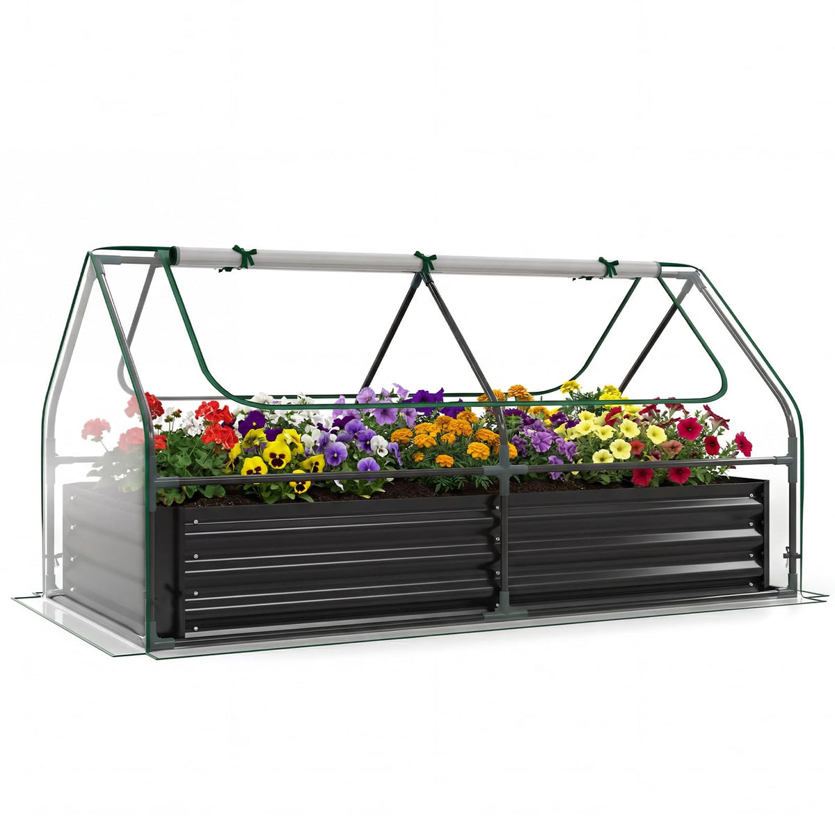 HAPPYGRILL Raised Garden Bed with Cover & 2 Roll-up Windows