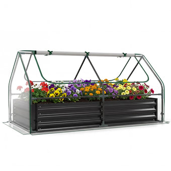 HAPPYGRILL Raised Garden Bed with Cover & 2 Roll-up Windows